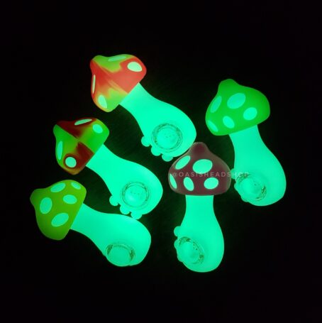 Pipe Cogumelo Luminescente brilha no escuro silicone com reservatório para bowl
