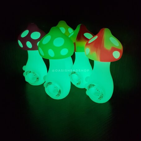 Pipe Cogumelo Luminescente brilha no escuro silicone com reservatório para bowl