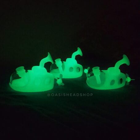 Bong submarino Luminescente brilha no escuro personalizado vidro e silicone atóxico Oasis Headshop