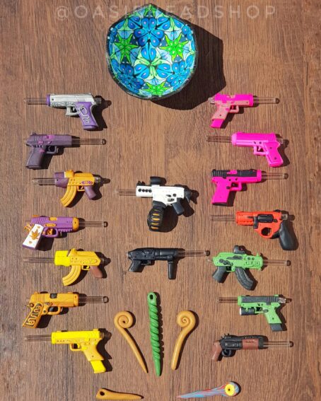 Piteira vidro cerâmica plástica arminha personalizada indestrutível Oasis Headshop