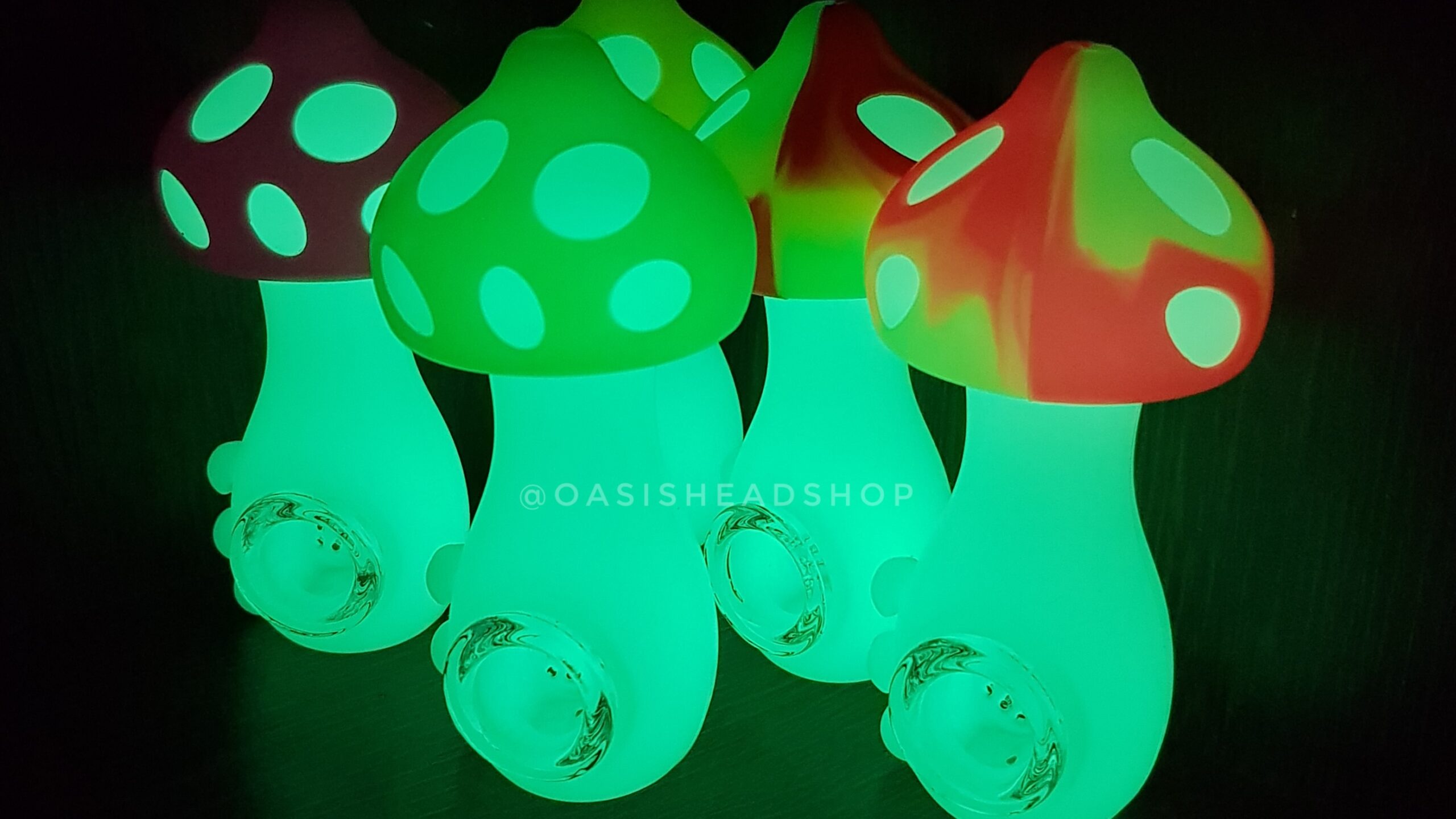 Pipe Cogumelo Luminescente brilha no escuro silicone com reservatório para bowl