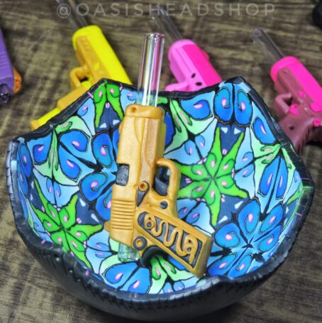 Piteira vidro cerâmica plástica arminha personalizada indestrutível Oasis Headshop