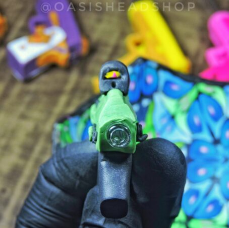 Piteira vidro cerâmica plástica arminha personalizada indestrutível Oasis Headshop