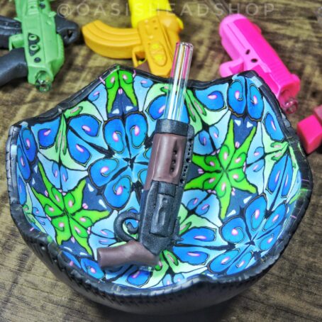 Piteira vidro cerâmica plástica arminha personalizada indestrutível Oasis Headshop