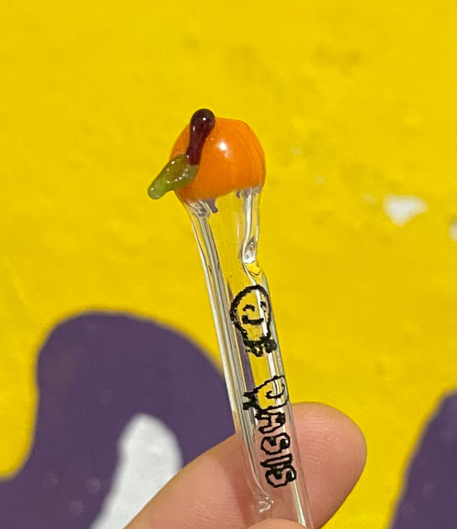 Piteira de vidro laranja fruta Oasis Headshop escultura em vidro Glasswork glassblowing