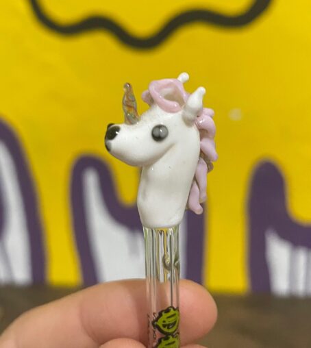 Piteira de vidro unicórnio Oasis Headshop escultura em vidro Glasswork glassblowing
